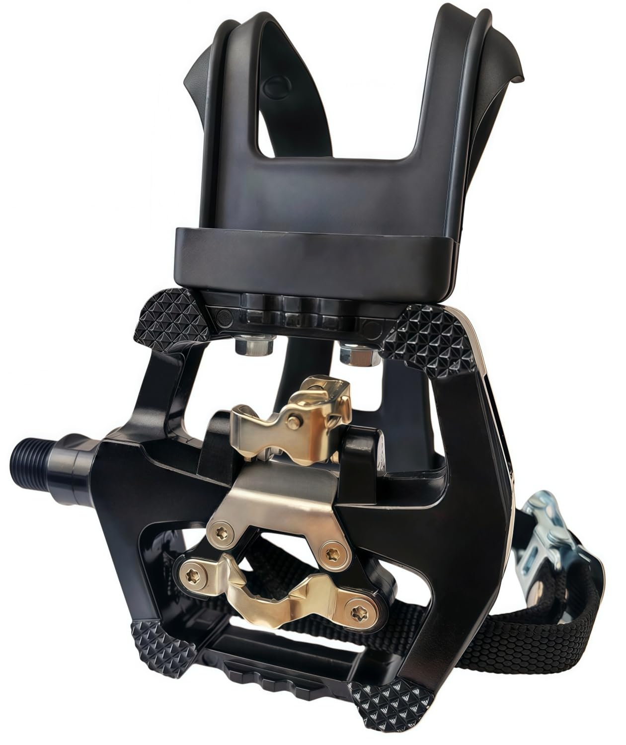 COZYROOMY Professional SPD Bike Pedals with Toe Clips & Straps | 3-in-1 SPD Clip/Platform/Toe Clip for Spin, Peloton, Schwinn, Indoor Cycling | 9/16" Axle, Dual - Sealed Bearings & 2-Year Warranty
