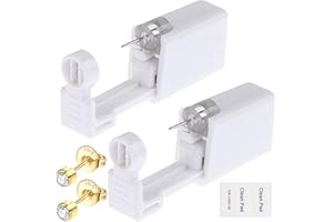 Lyuxzad Ear Piercing Gun Kit 6Pcs Disposable Ear Piercing Kit Including 2Pcs Self Ear Piercing Gun with 2Pcs Built-in Earrings Stud and 2Pcs Clean Tools for Ear Cartilage Piercing Kit(Gold)