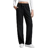 CRZ YOGA Cotton Fleece Lined Sweatpants Women 28"/30"/32" - Straight Leg Casual Lounge Pants with Pockets Winter Warm