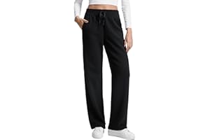 CRZ YOGA Cotton Fleece Lined Sweatpants Women 28"/30"/32" - Straight Leg Casual Lounge Pants with Pockets Winter Warm