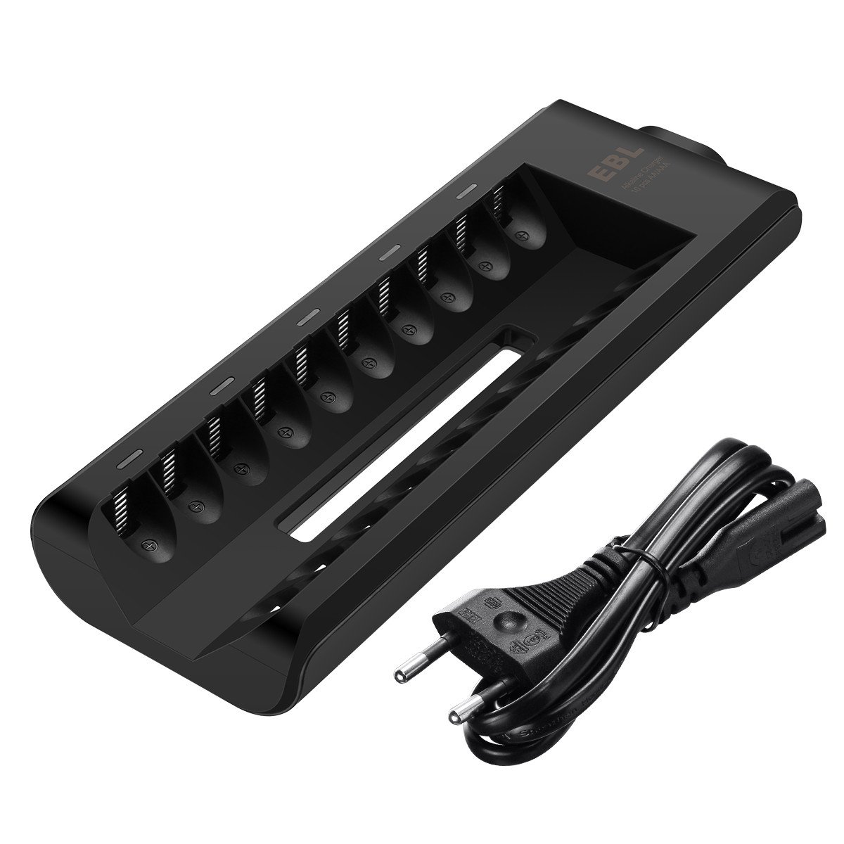 EBL Chargeur de Piles Alicalines AA/AAA Charge de Courant faible avec 10 Slots Indépendant