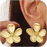 Gold Flower Earrings for Women Large Flower Stud Earrings Gold Statement Earrings Chunky Floral Earrings Women Jewelry Gift