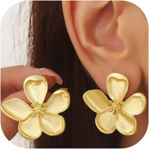 Bohemian Sparkly Crystal Acrylic Exaggerated Flower Lightweight Stud Earrings Vintage Floral