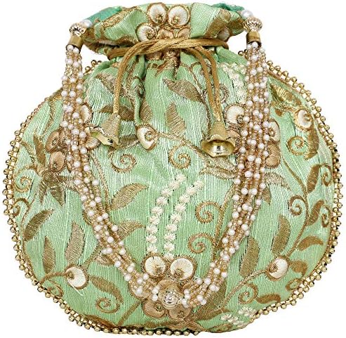 Ekavya Indian Ethnic Potli bag Ladies Drawstring Purse For Bridal - Main Image