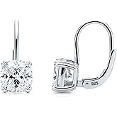 BERRICLE Sterling Silver CZ Solitaire Cubic Zirconia Leverback Drop Dangle Earrings for Women, Asscher/Bezel/Cushion/Emerald/Princess Cut, 1.2-4 Carat, Rose Gold/Yellow Gold/Rhodium Plated