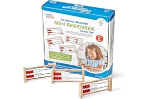 Hand2Mind Mini 20-Bead Wooden Rekenrek Abacus, Abacus for Kids, Wooden Counting Math Manipulatives, Bead Counters, Learn Coun