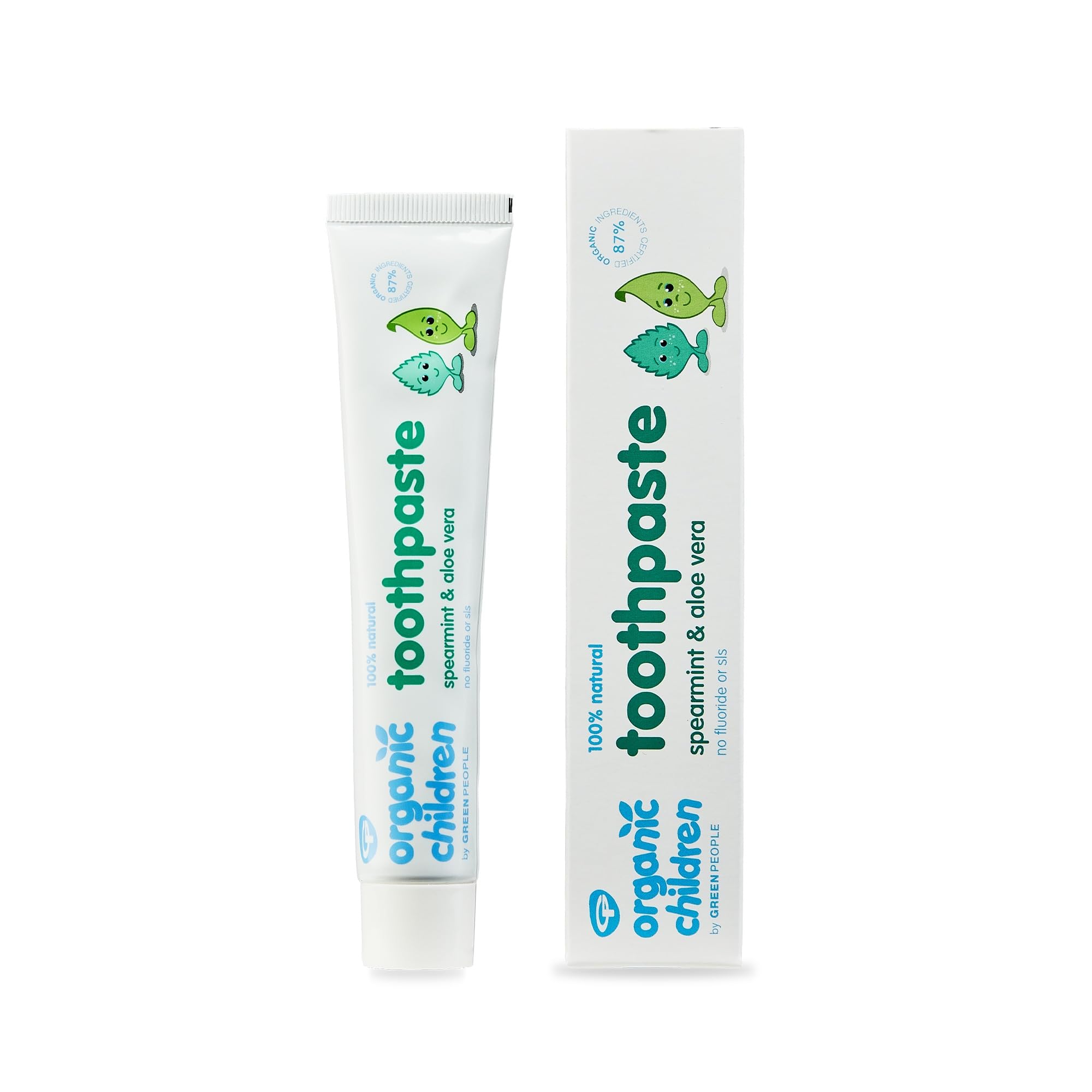 Green People Organic Children Spearmint & Aloe Vera Toothpaste - 100% Natural, for Kids - Fluoride & SLS Free - Vegan, Organic & Cruelty Free, 50ml