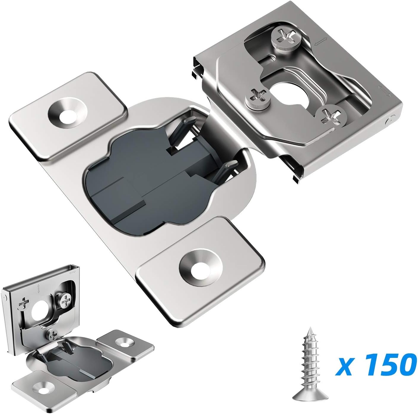Hosom 1/2 Inch Soft Close Cabinet Hinges Nickel Plated 50pcs