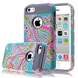 iPhone 5C Case,iphone5C Case,Kmall(TM) for iPhone 5C 2in1 High Impact Hybrid Dual Layer Case Heavy Duty Case Full-body Matte Rugged Armor Cover Case with Totem Tribe Floral Pattern (Gray)