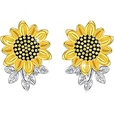 MOPOPOK 925 Sterling Silver Stud Earrings Sunflower/Flower/Sun Moon Star/Heart/Mushroom/Celtic Knot/Santa Claus Crystal/Opal/Moonstone/Pearl Earrings Irish Jewelry Gifts for Birthday Christmas