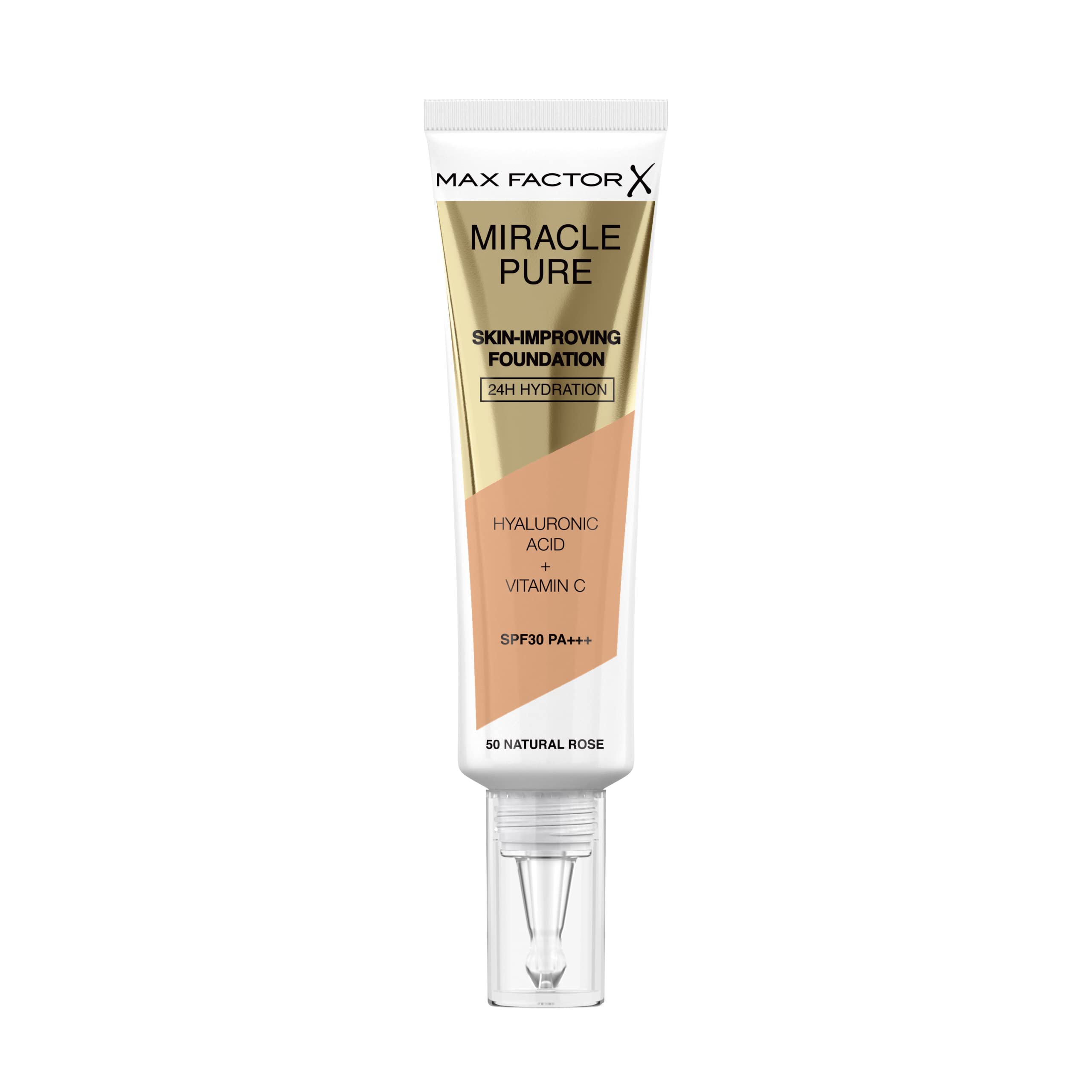 Max Factor Miracle Pure Liquid Foundation, Natural, Full Coverage, Flawless and Radiant Finish, Lightweight Formula, Smudge Resistant, Non Pore-Clogging, Fragrance Free, 35ml