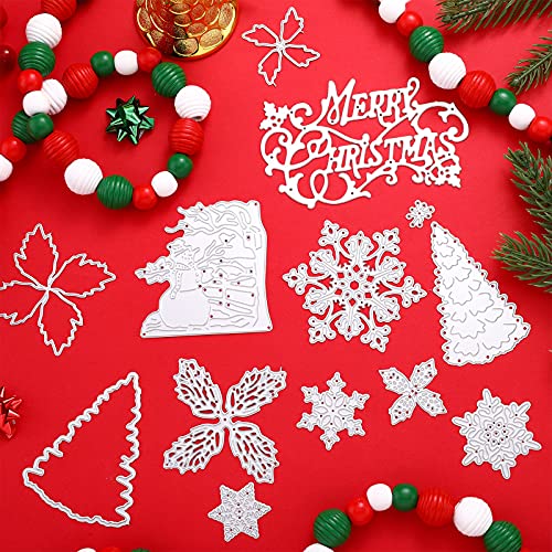 13 Pieces Merry Christmas Metal Cutting Dies Snowflake Christmas Tree