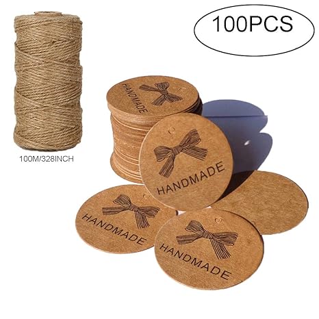 Himm 100 Pz 38 Cm Carta Kraft Etichetta Regalo Cona Mano