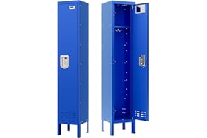 SAPITAL Metal Storage Locker, Lockable Employees Metal Locker with Door, Card Slot, 66" Height Steel Locker for Home, School, Office, Gym (Blue)