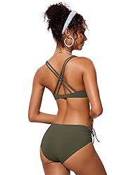 CRZ YOGA Womens V Neck Bikini Tops Twist Front