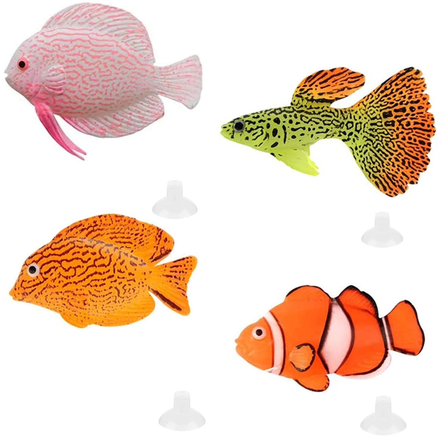 NUMAMA 4Pcs Artificial Fishes Aquarium Decoration Fish Tank Colorful Decor Landscape Ornaments Floating Ornament