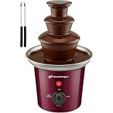 3-Tier Mini Chocolate Fountain, 14oz Small Stainless Steel Chocolate Fondue Fountain, Detachable Chocolate Fondue Machine for Party Night Dip Strawberries - Brown