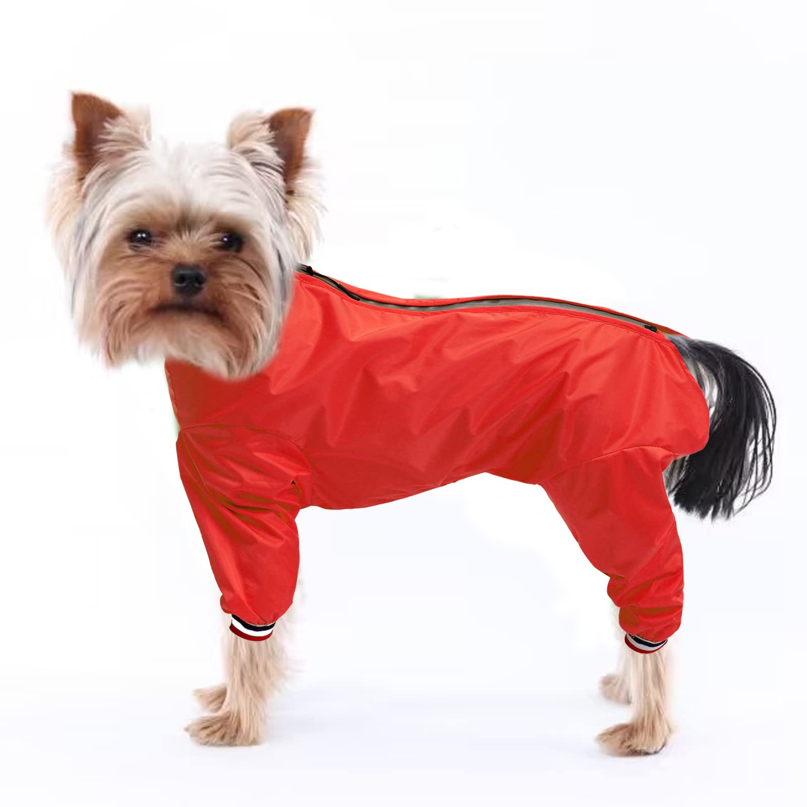 1/2 Leg Trouser Suit，Dog Raincoat Lightweight Pet Waterproof Jacket for Dogs Puppy Four Legs NEW Red-S-N — image 1