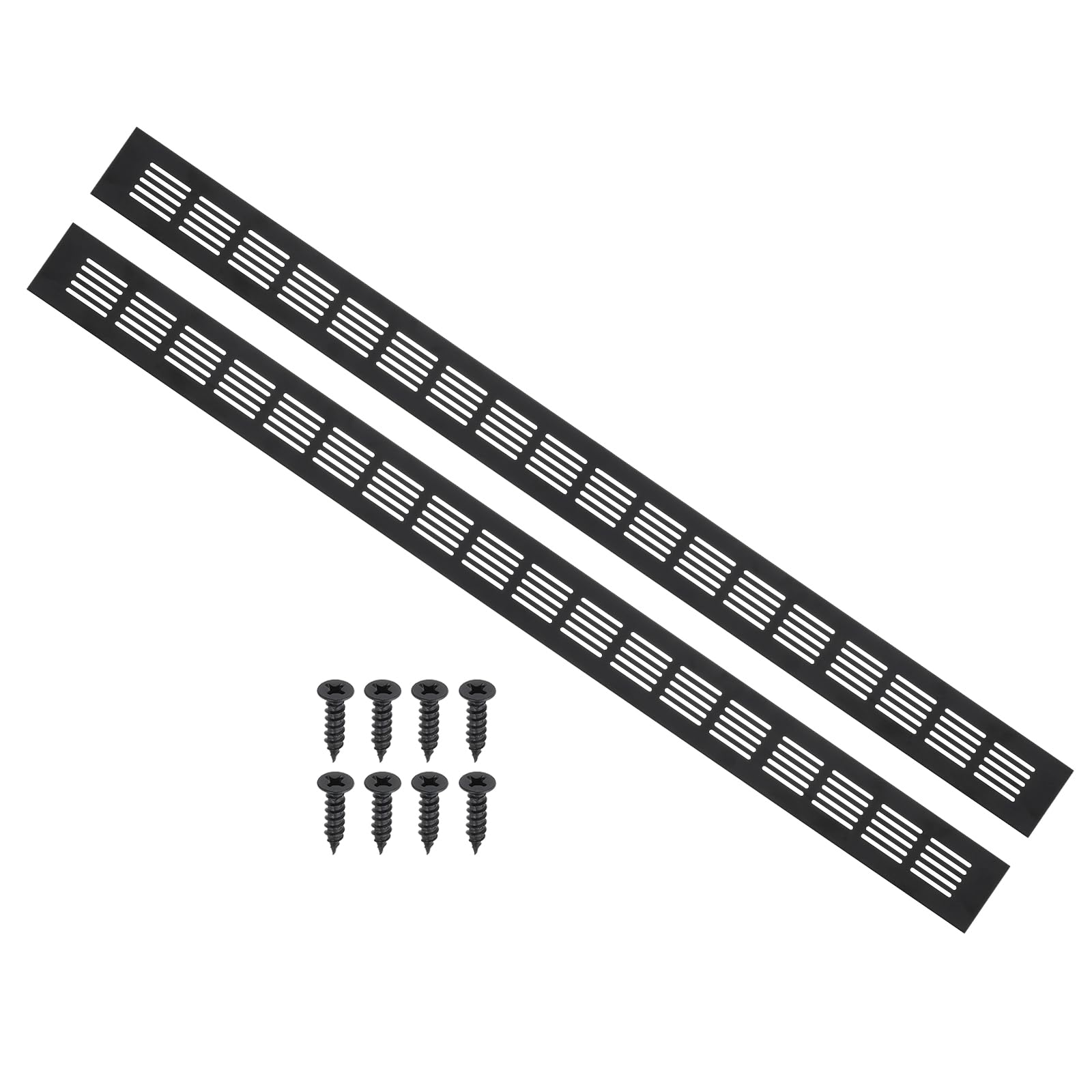 PATIKIL 27.6 x 2 Inch Door Air Vent Cover, 2pcs Aluminum Grille Ventilation Cover Louvered with Mounting Screws for Cabinet Wardrobe Door, Black