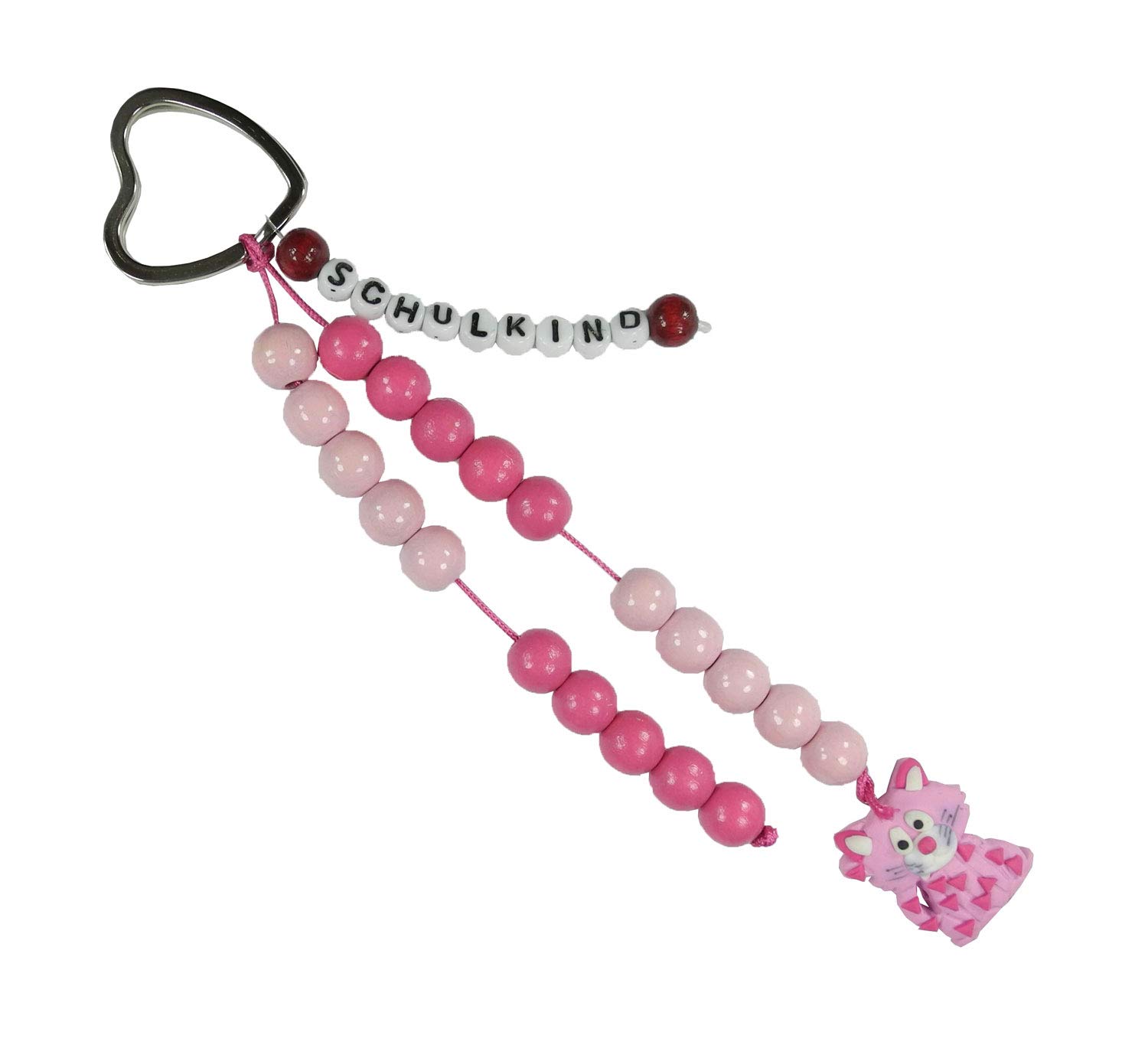 Pracht Creatives Hobby 5935-12151 Rake Chain for DIY with Key Ring School Child Pink/Pink Craft Set with 20 Rough Beads Ideal as a Gift for School or Sugar Bag
