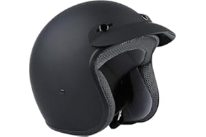 TCMT Adult Motorcycle 3/4 Open Face Helmet with Visor Cafe Racer Cruiser DOT Approved S M L XL