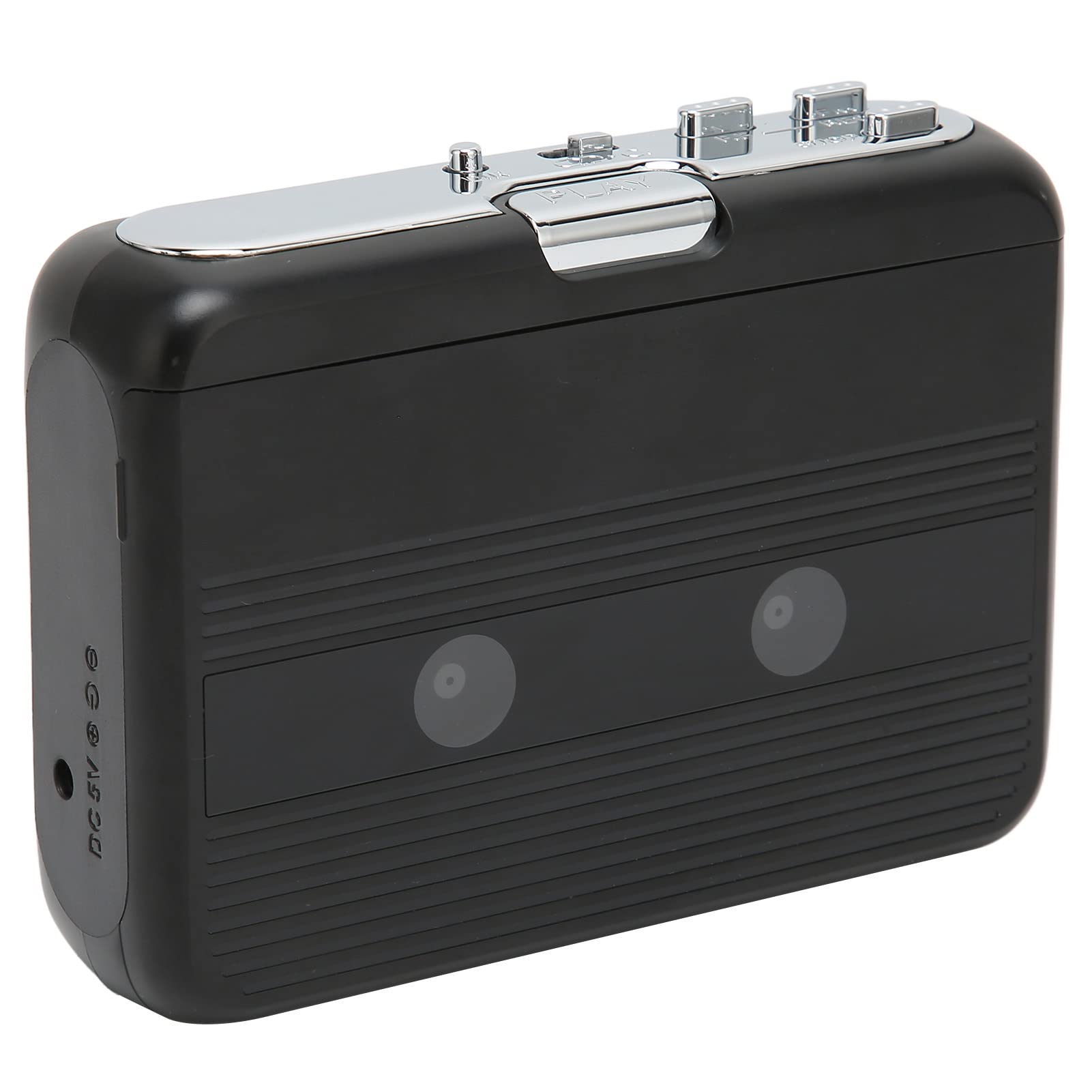 Portable Cassette Player, Bluetooth Tape Player FM Radio Stereo, Cassette Tape Player/Recorder with Headphone, Auto Reverse Function(Black)