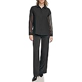 Calvin Klein Womens Button Front Long Sleeve Blouse