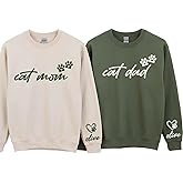 Custom Cat & Dog Mom Sweatshirt with Pet Name | Personalized Dog Dad Shirt, Heart on Sleeve, Pet Lovers Gifts for Womens, Mens Multi Color