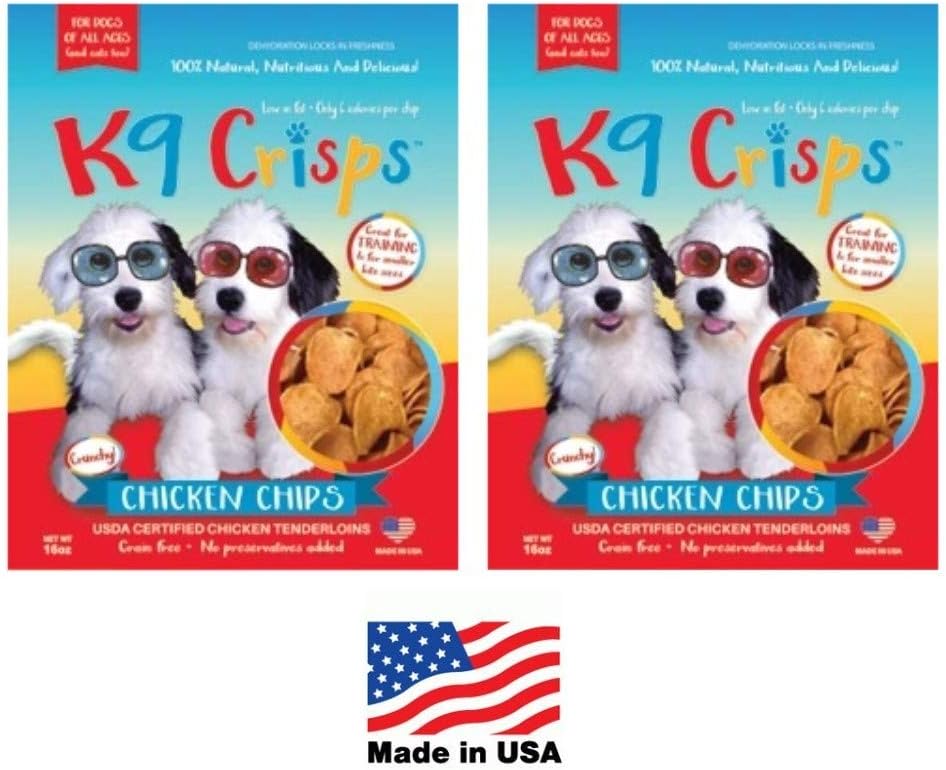 K9 Crisps Chicken Dog Chips Treats Made in USA 100 Finest Tenderloin USA Sourced