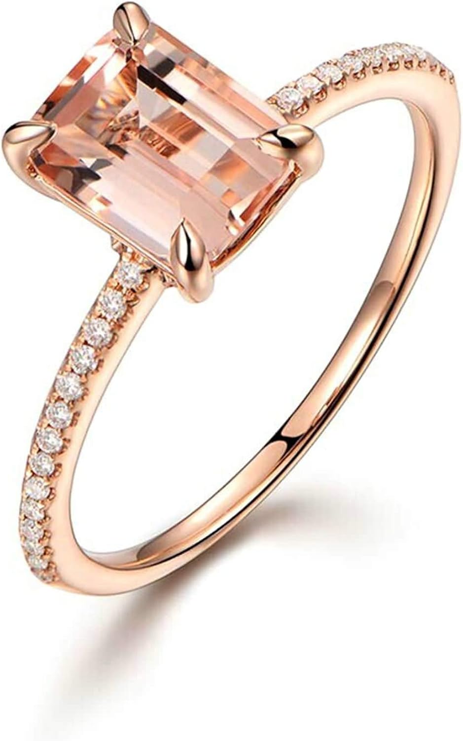 Amody Women 18K Rose Gold Ring Rectangular 1.35ct Diamond 0