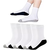 kolally Boys White Crew Dress Socks 6 Pairs Big Kids Seamless School Uniform Daily Cotton Ankle Socks 3-12Y Stocking Stuffers