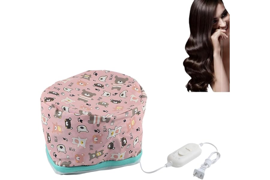 Hair Steamer Cap for Deep Conditioning, 3 Heat Settings Heat Cap for Natural Curly Hair Care, Detachable Liner Conditioning Cap with Silicone Layer and Elastic Cord, Reusable Steam Cap for Women