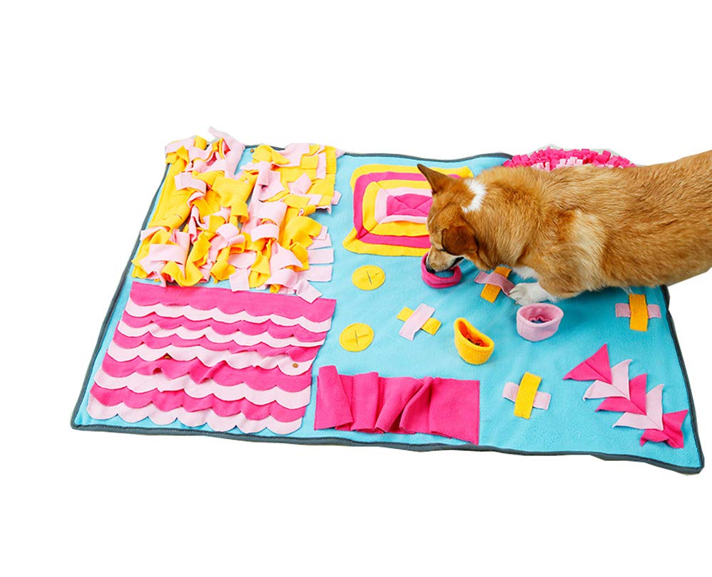 BT Bear Dog Feeding Mat,Pet Snuffle Mat Puppy Training Pad Pet Nose Work Blanket Non Slip Pet Activity Foraging Skill Stress Release Mat for Medium Large Dogs (Blue-70 * 105CM)