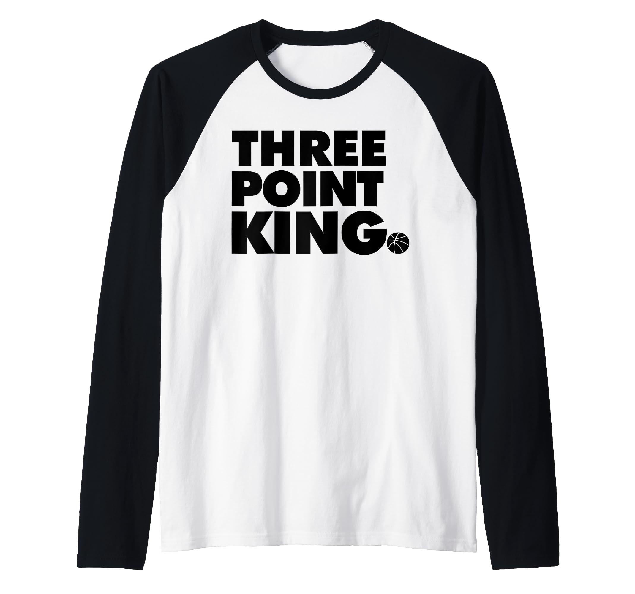 Basketball Three Point King Raglan Baseball Tee
