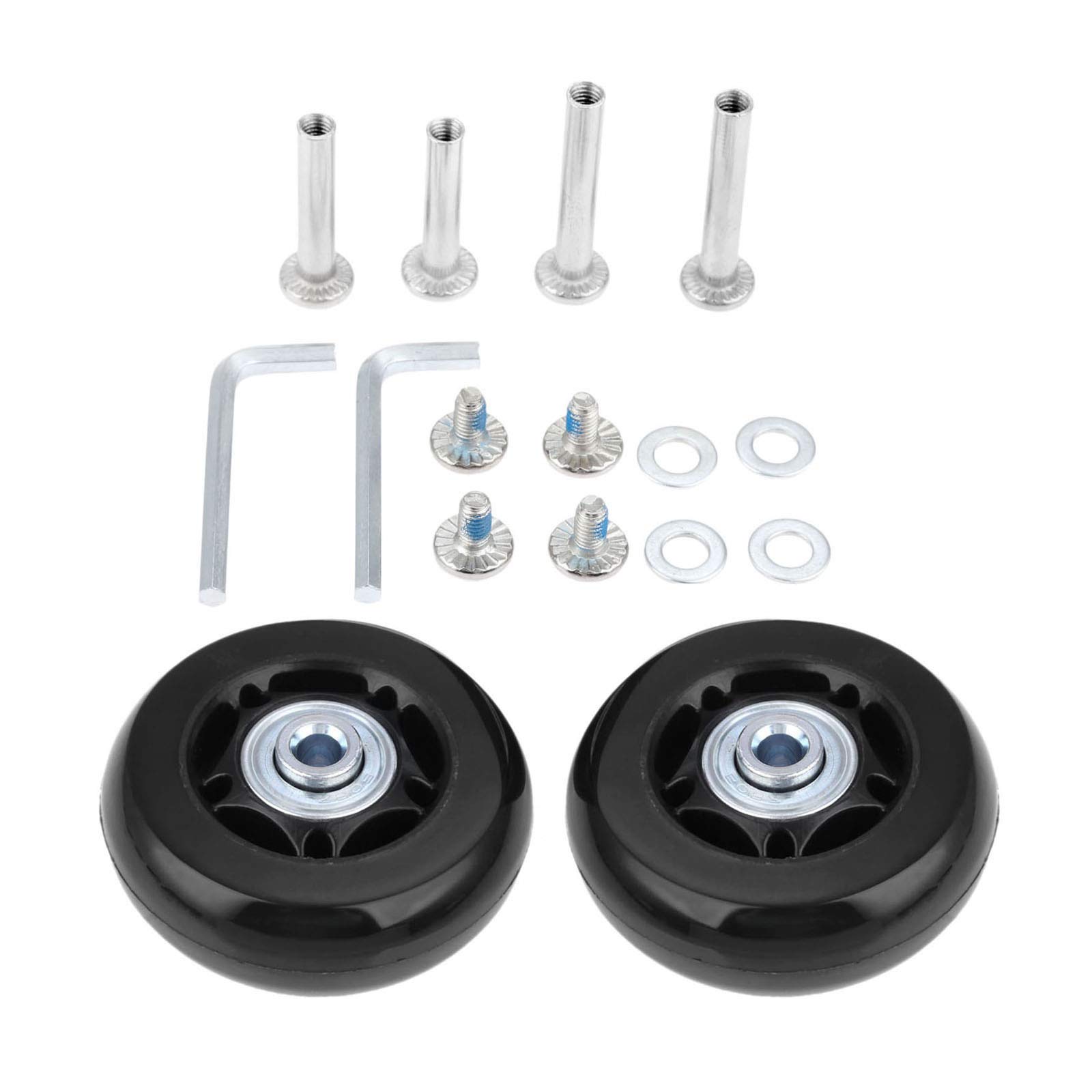 Mtsooning 2 Sets 64x18mm Luggage Replacement Wheels Kit - Premium Rubber & Steel Bearings with 30mm/36mm Axles, Wrenches & Washers - Compatible with Suitcases, Trolley Bags, Tripp & Samsonite