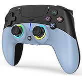 BETMI LED Wireless Controller for PS-5/Pro/Slim/PC, with Hall Effect Joystick & Trigger/9 RGB Light Colors & 4 Light Modes/Marco/6-Axis Gyro/Dual Vibration/Touchpad/3.5mm TRRS Audio Jack (Black/Blue)