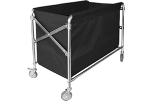KWEETLE Laundry Cart with Wheels 34.25”L x 20.47”W x 30.7”H, Commercial Laundry Cart 440lbs Load Capacity, Stainless Steel Frame Waterproof Oxford Bag Foldable Industrial Laundry Hamper (Black)