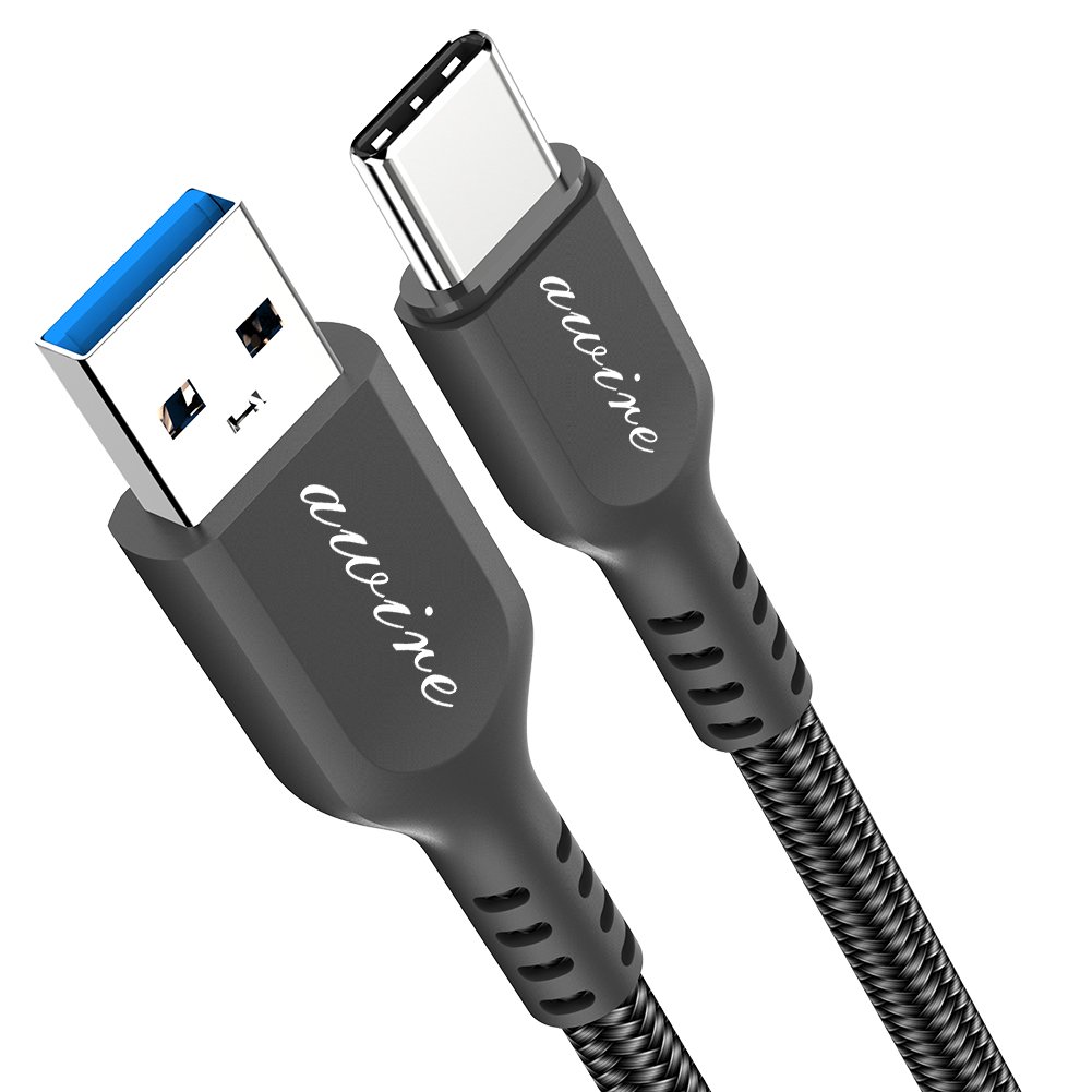 USB Type C Cable,Awire USB-C to USB 3.0 Nylon Braided Fast Charger Cord(3.3ft) for Galaxy S8 S8 Plus,Nexus 5X 6P,LG G6 V20 G5,Lumia 950 950XL,HTC 10,ZTE Zmax Pro,MacBook,Nintendo Switch (Black)