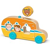Melissa & Doug GO Tots Wooden Roll & Ride Bus with 3 Disks - FSC CertifiedSchool Bus Toys for Babies and Toddlers