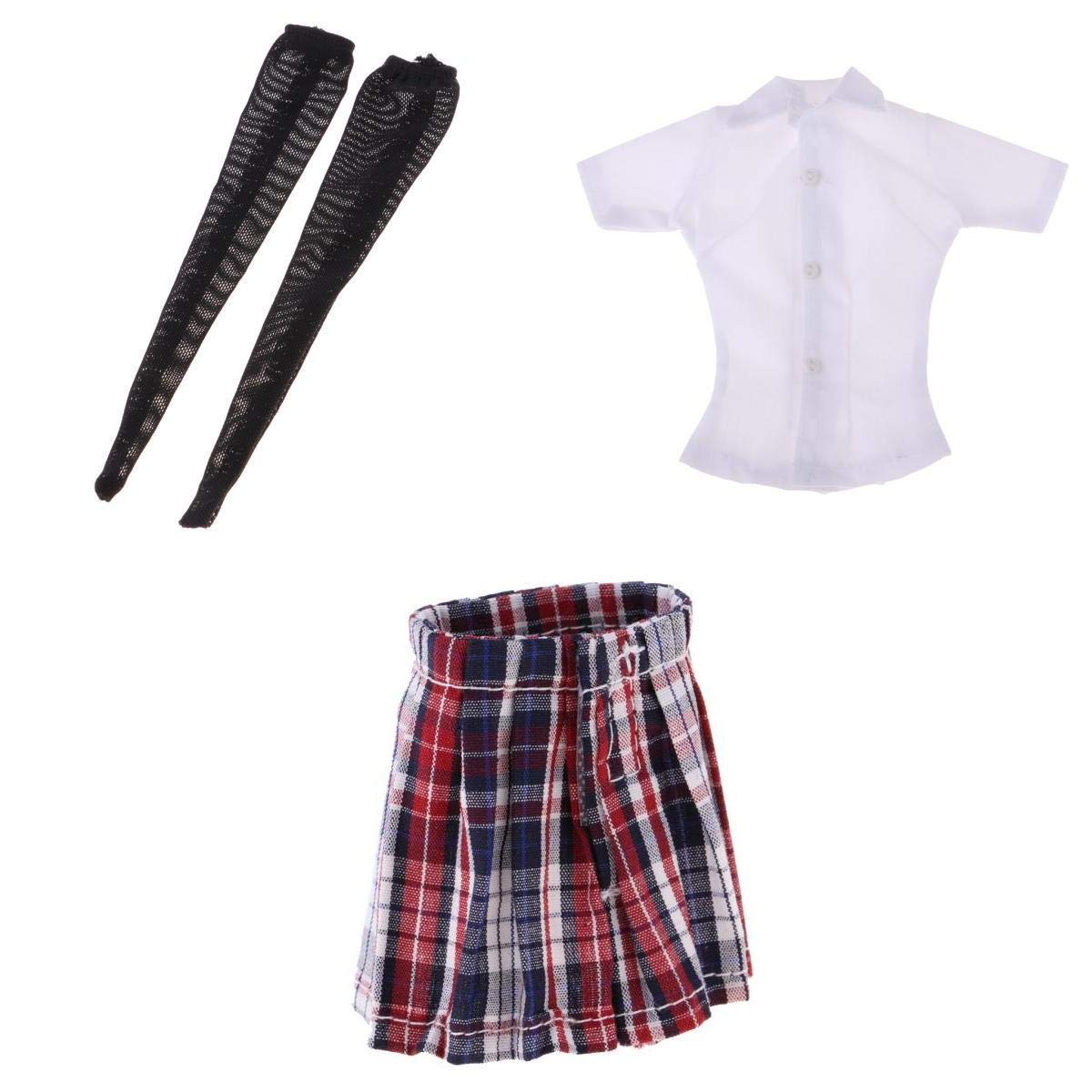 Bonarty 1/6 White Shirt Skirt Stocking for 12" PHICEN TBL HT Female Action Figures