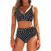 Aqua Eve Women High Waisted Bikini Twist Front Swimsuits Lace up Bikini Tops Ruched Push up 2 Piece Bathing Suits