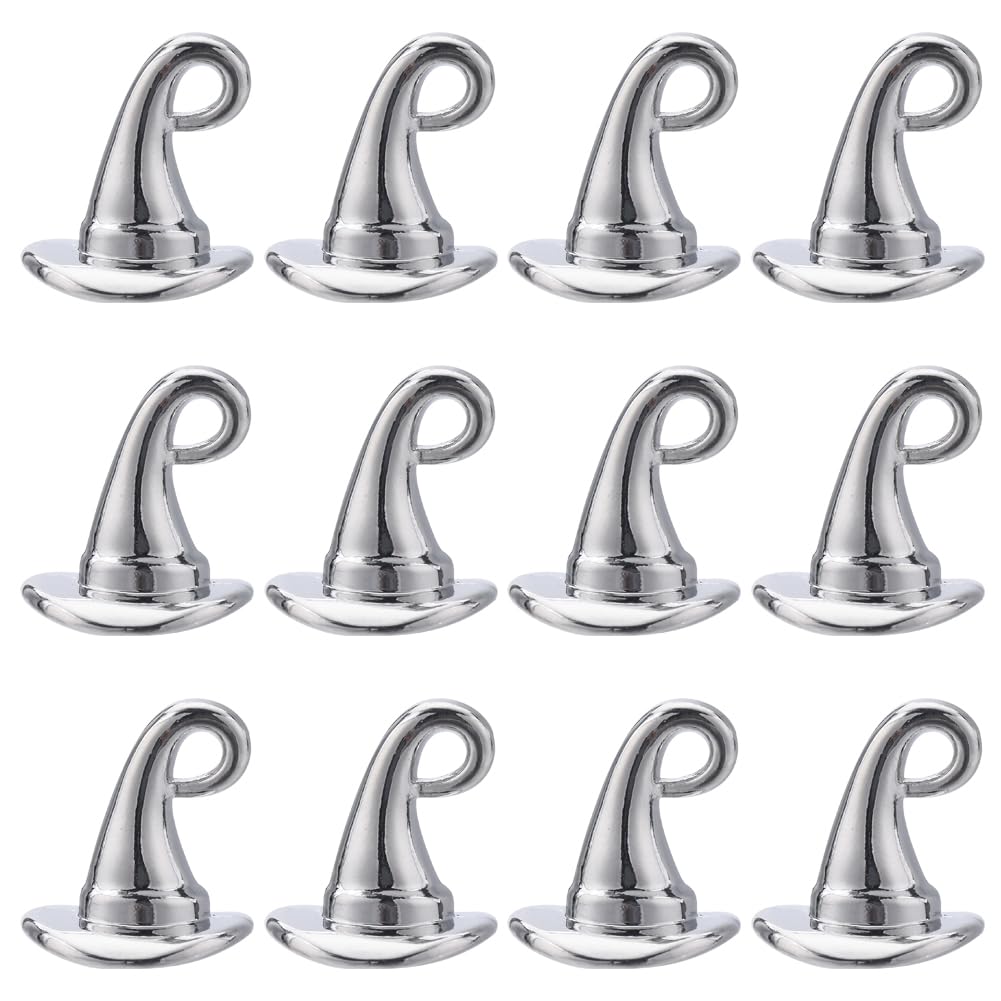 SUNNYCLUE 40pcs Witch Hat Charms - Silver 3D Lucky Magic Charms for Jewellery Making, DIY Bracelet, Necklace, Earrings, Halloween & Christmas Tree Gifts Decor