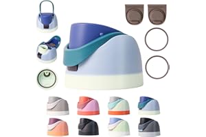 NebkDask Replacement Lid for Owala Freesip, Compatible with Owala Cup 16oz 24oz 32oz, Lid Replacement Accessory,BPA-Free with Two Gasket Replacement Stopper and Two Bottle O Seal Ring,（Grayish blue）