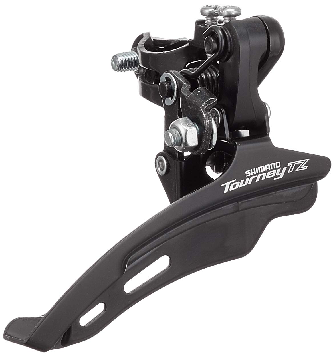 Shimano FD-TZ500 6-speed MTB front derailleur, down swing, top pull, 28.6mm, 66-69, 42T