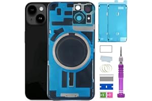 ZVB 14 Back Glass Replacement for iPhone 14 Back Glass (6.1 Inches) with Pre-Installed Plate + Camera Frame + Lens + Reparing Tools (Midnight Black)