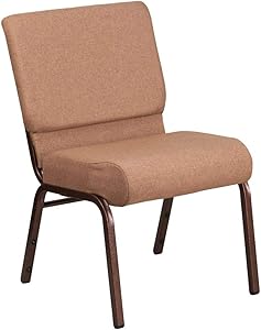 Flash Furniture HERCULES Series 21''W Stacking Church Chair in Caramel Fabric - Copper Vein Frame