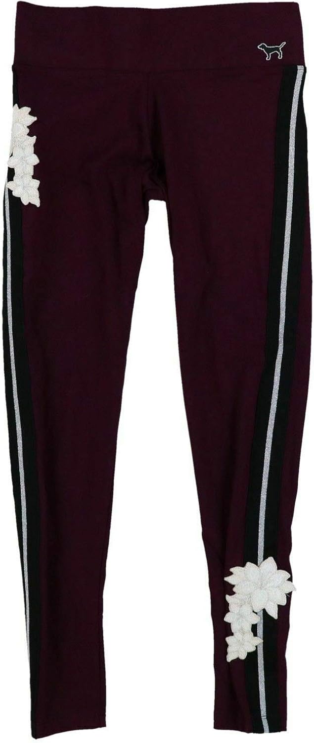 Amazon.com: Victoria's Secret Pink Leggings with Floral Applique (S, Burgundy): Clothing