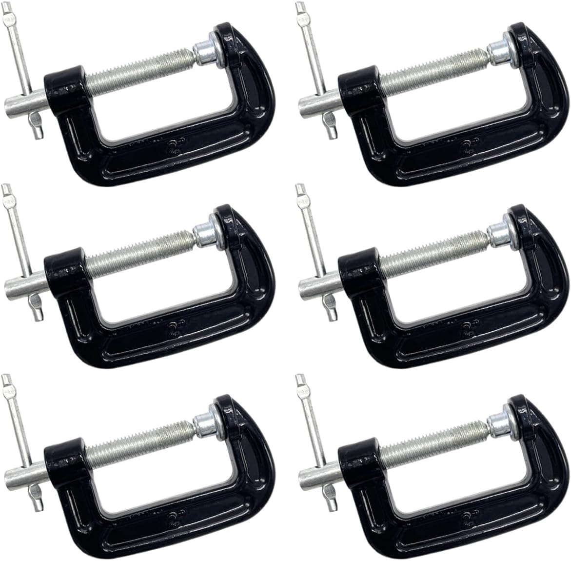 2 Inch C-Clamp Set, Heavy Duty Steel C Clamp Industrial Strength C Clamps for Woodworking, Welding, and Building(6PCs)