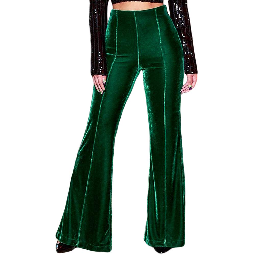 green velvet high waisted pants