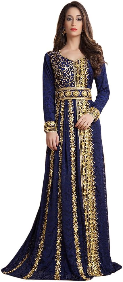 Kolkozy Fashion Women's Party Wear Full Sleeve Black Beading Kaftan